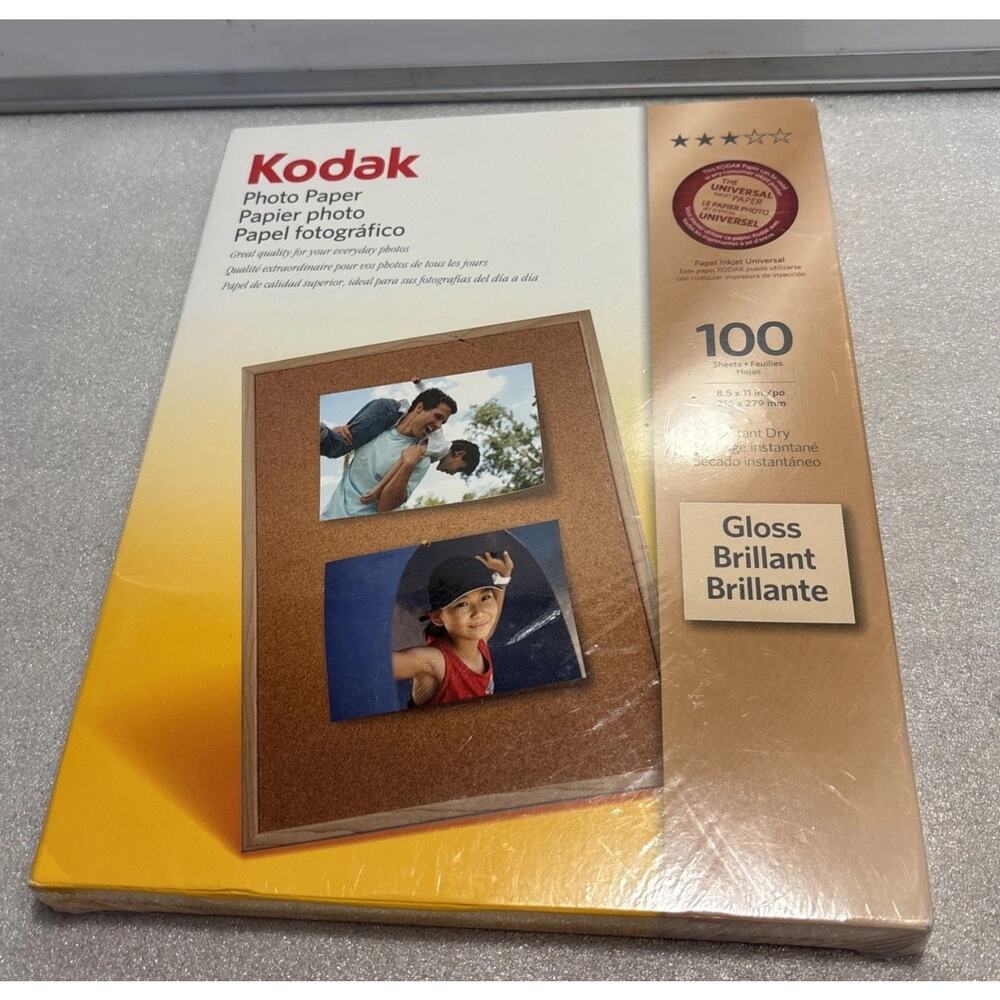 Kodak Picture Paper for InkJet Printers 8.5 x 11" Gloss Brillant 100 Sheets